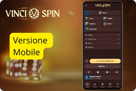 Navigazione mobile di VinciSpin casino ottimizzata per Android e iOS senza cali di velocità