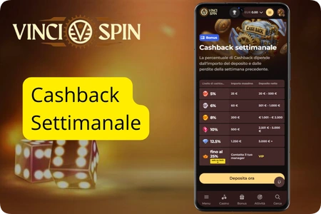 Promozioni regolari e cashback fino al 25% su VinciSpin casino online per i giocatori italiani